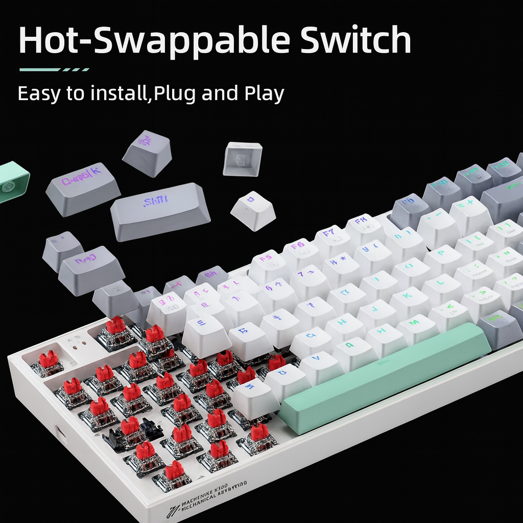 Machenike - K500 Mechanical Keyboard Gaming Keyboard - White