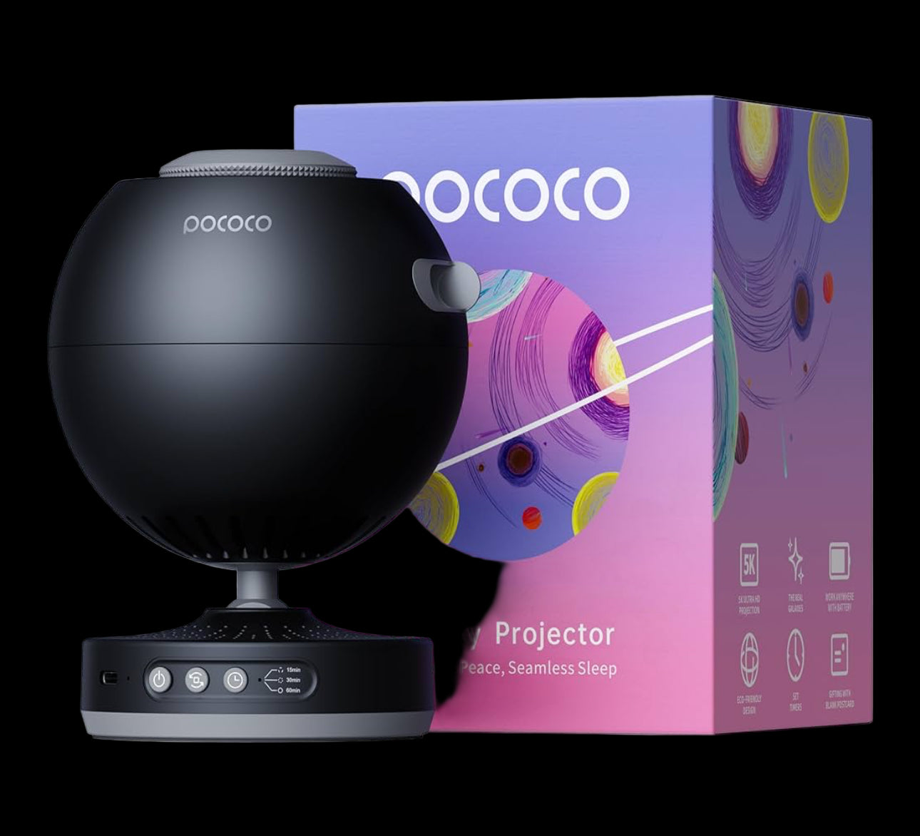POCOCO Galaxy Projector, Star Projector Night Light, Home Planetarium for Children and Adults; in Bedrooms, Interiors; for Decoration, Sleep Aid and Relaxation - with 2 Discs