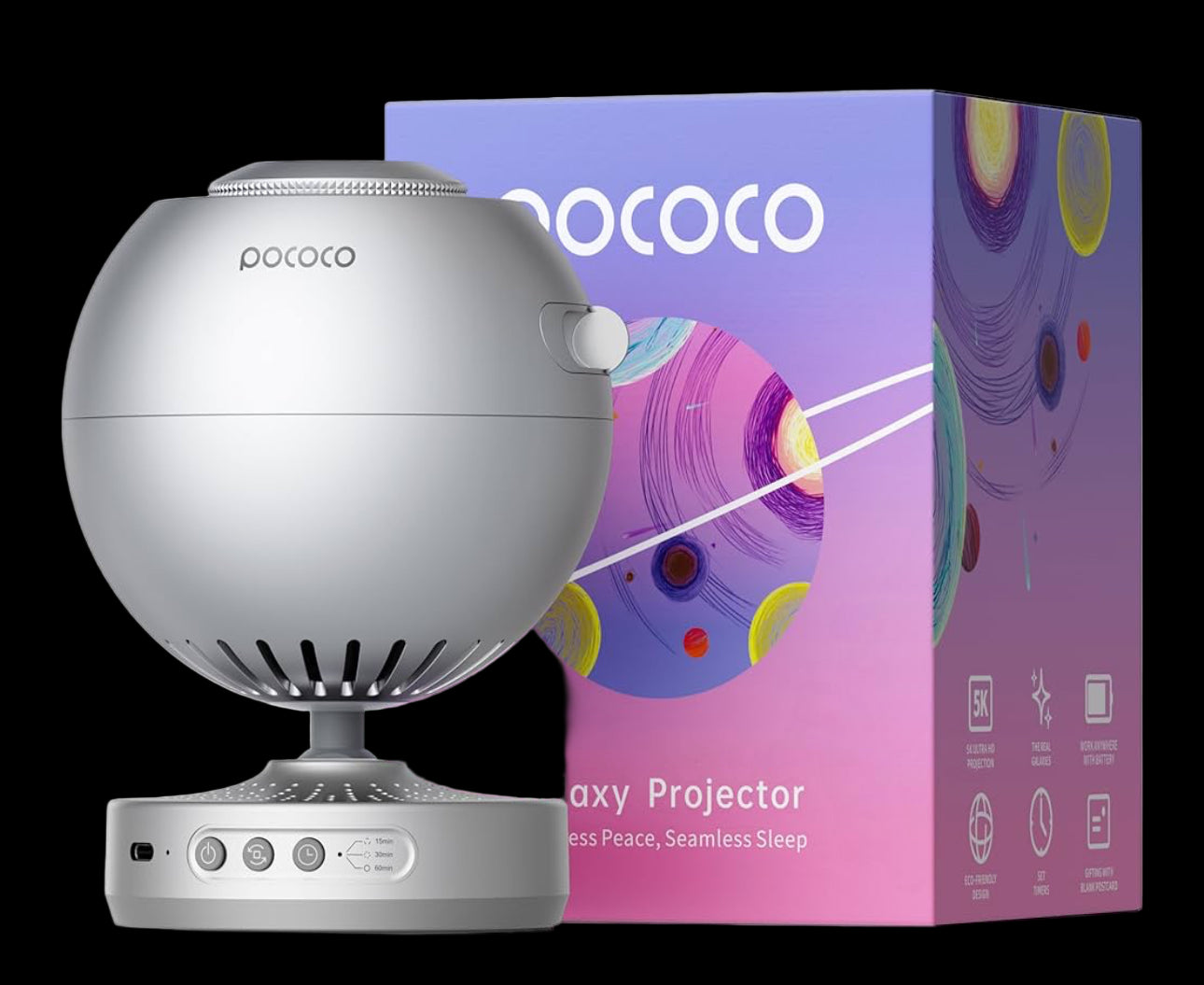 POCOCO Galaxy Projector, Star Projector Night Light, Home Planetarium for Children and Adults; in Bedrooms, Interiors; for Decoration, Sleep Aid and Relaxation - with 2 Discs