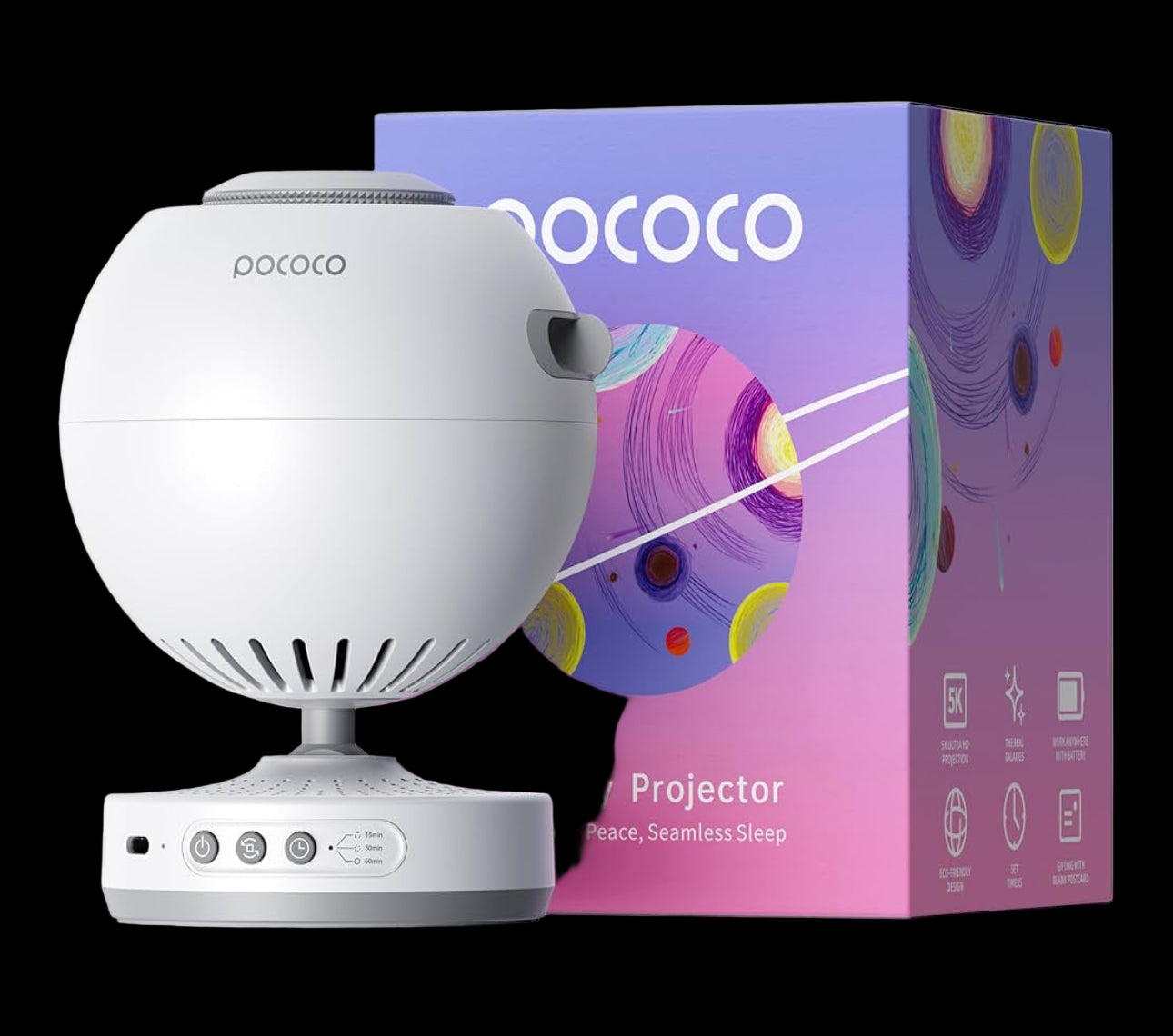 POCOCO Galaxy Projector, Star Projector Night Light, Home Planetarium for Children and Adults; in Bedrooms, Interiors; for Decoration, Sleep Aid and Relaxation - with 2 Discs
