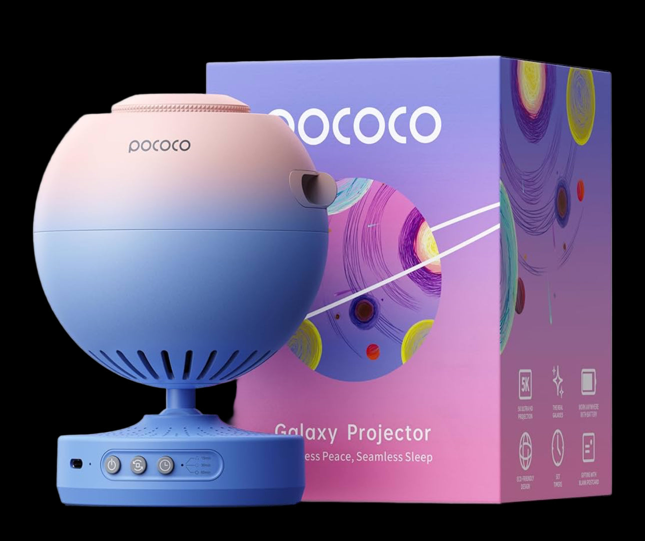 POCOCO Galaxy Projector, Star Projector Night Light, Home Planetarium for Children and Adults; in Bedrooms, Interiors; for Decoration, Sleep Aid and Relaxation - with 2 Discs