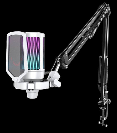 FIFINE USB Gaming Microphone Kit for PC PS5, Computer Condenser Microphone with RGB, Quick Mute, Gain Control, Boom Arm Stand, Shock Mount, Pop Filter for Streaming Discord Podcasts YouTube -A6T