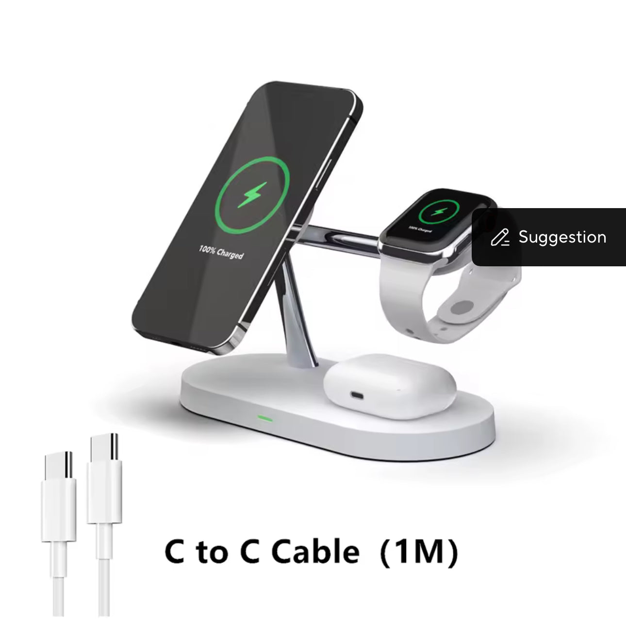 3-in-1 Wireless Charging Stand For iPhone 12-16, Apple Watch 4-10 & AirPods Pro 3/2 - Fast Charging Dock