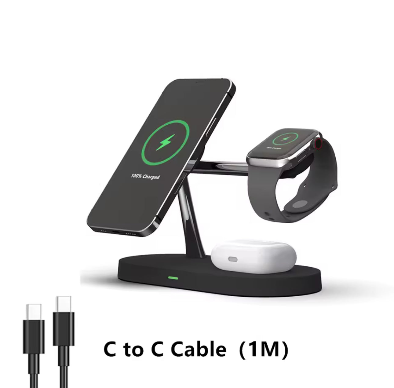 3-in-1 Wireless Charging Stand For iPhone 12-16, Apple Watch 4-10 & AirPods Pro 3/2 - Fast Charging Dock